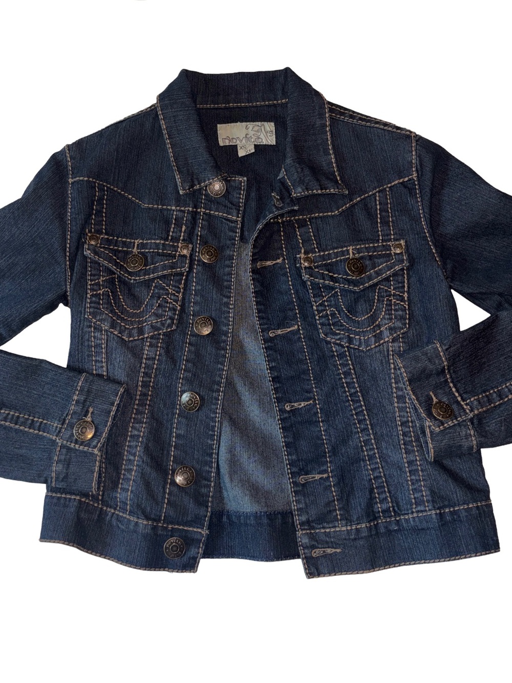 Woman xs Dark Blue Denim Jean Jacket - Button Front